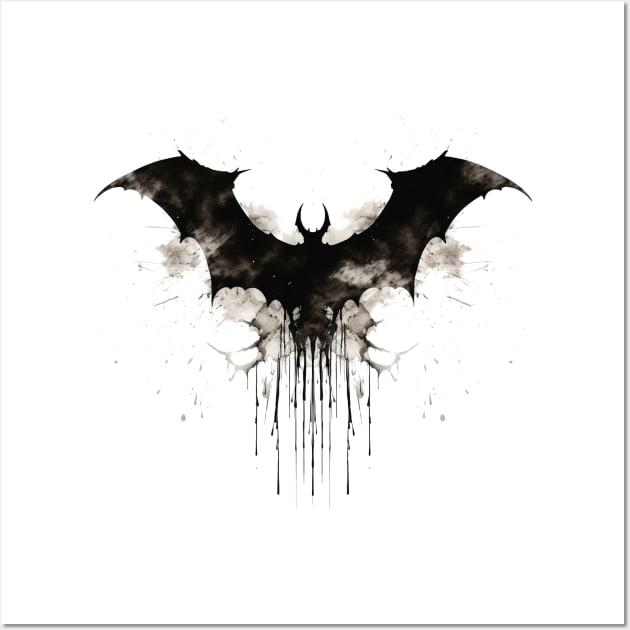 Bat Emblem - White Wall Art by pandas doing stuff